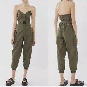 Urban Outfitters Modern Streetwear Cameron Nylon Belted Halter Jumpsuit
